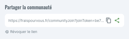 Lien d'invitation à partager pour rejoindre une communauté